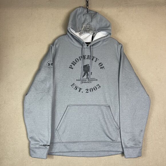 Under Armor Hoodie Mens Large Gray Storm Wounded Warrior Project Sherpa Lined - Picture 1 of 11